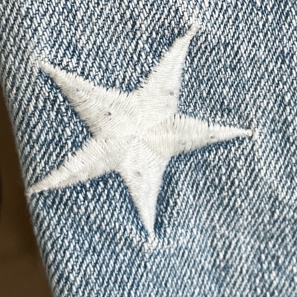 Pistola Brando Star Embroidery Cropped Denim Jacket Zodiac Wash - S - Picture 12 of 14